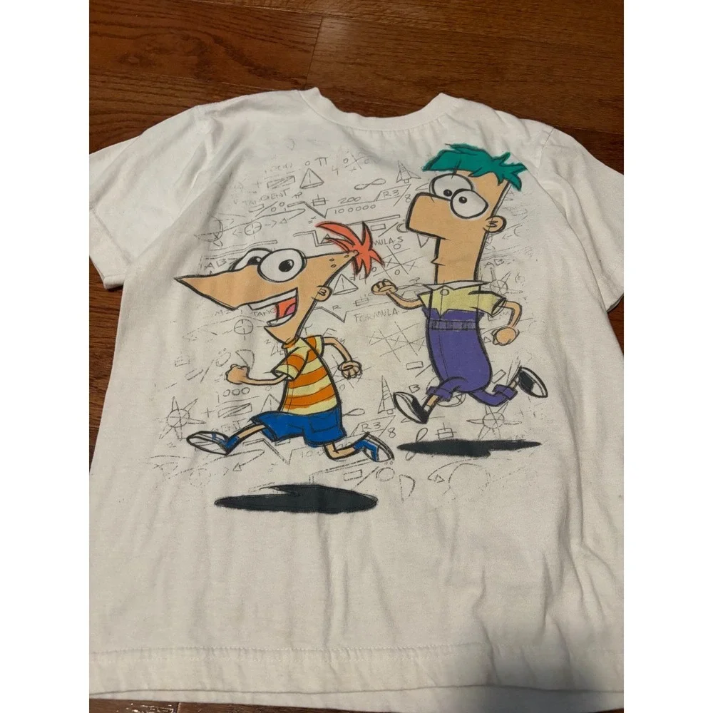 Old Navy Collectibilities Phineas and Ferb Graphic T Shirt‎ Kids Size M White